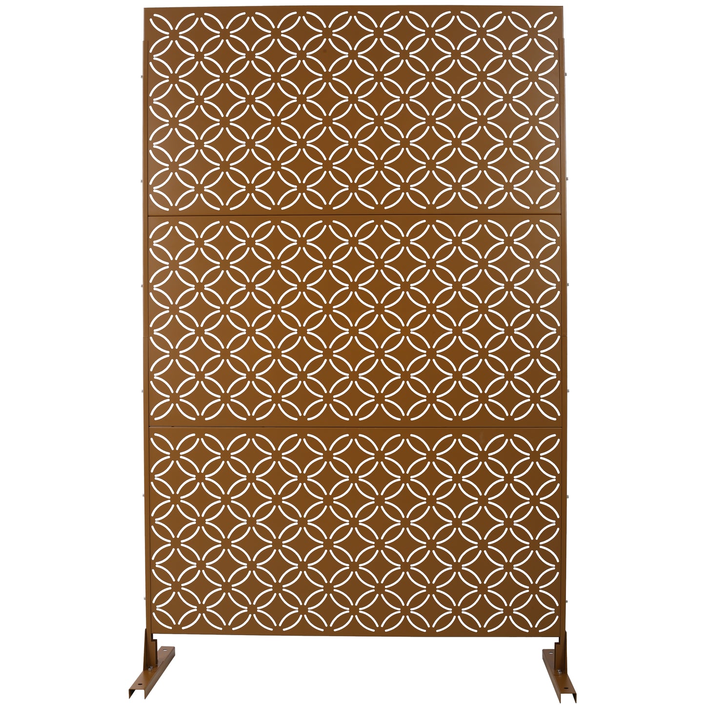 Outdoor & Indoor Privacy Screen Metal Privacy Screen 76' H×48' W, Freestanding Decorative Privacy Screen for Deck Balcony Patio, Privacy Fence Panels for Outside Lawn Garden PS107 BROWN