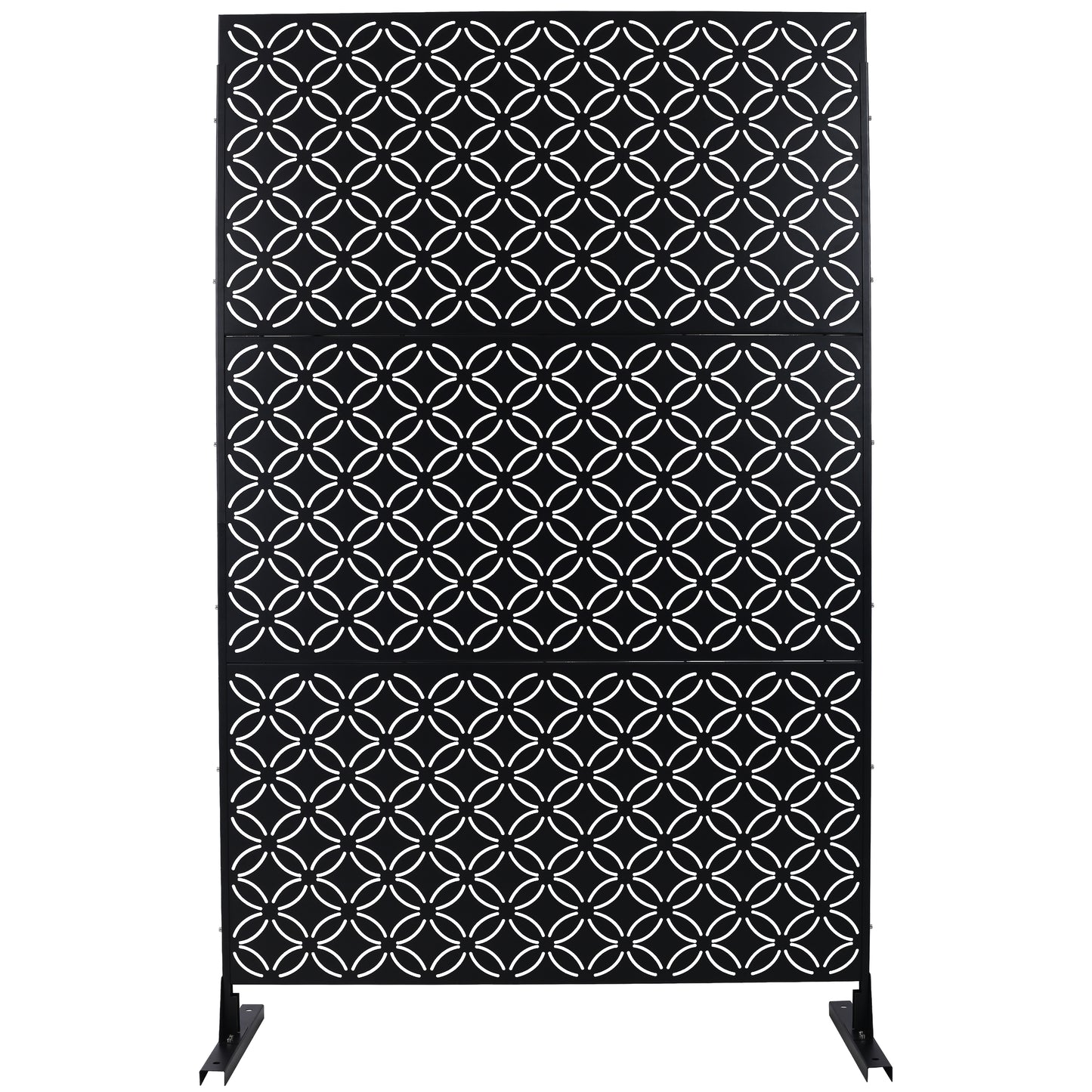 Outdoor & Indoor Privacy Screen Metal Privacy Screen 76' H×48' W, Freestanding Decorative Privacy Screen for Deck Balcony Patio, Privacy Fence Panels for Outside Lawn Garden PS107 BLACK