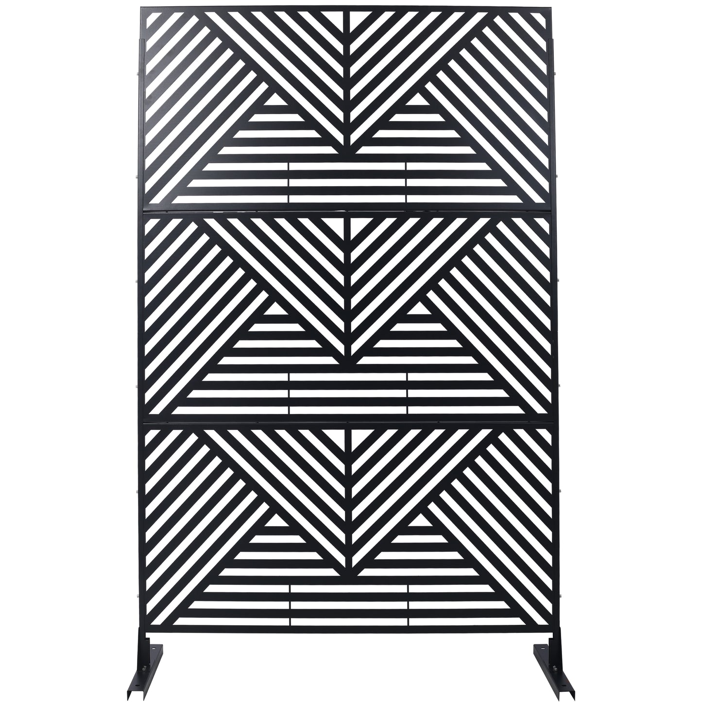 Outdoor & Indoor Privacy Screen Metal Privacy Screen 76' H×48' W, Freestanding Decorative Privacy Screen for Deck Balcony Patio, Privacy Fence Panels for Outside Lawn Garden PS101 BLACK