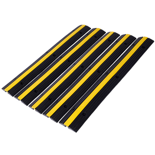 Cable Protector Ramp Rubber Speed Bumps 2 Pack of 1 Channel 6600Lbs Load Capacity with 12 Bolts Spike for Asphalt Concrete Gravel Driveway (1 Channel, 5 Pack)