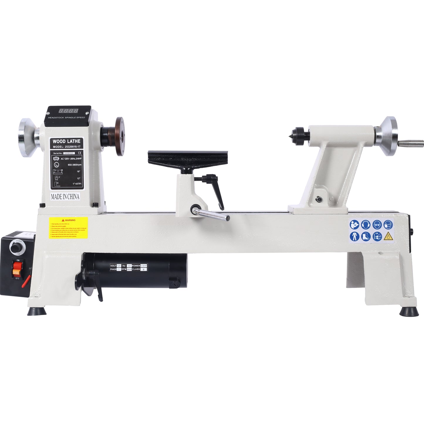 12' x 18' Wood Lathe, Benchtop Wood Lathe Machine 3/4 HP Infinitely Variable Speed 650-3800 RPM for Woodworking, Woodturning