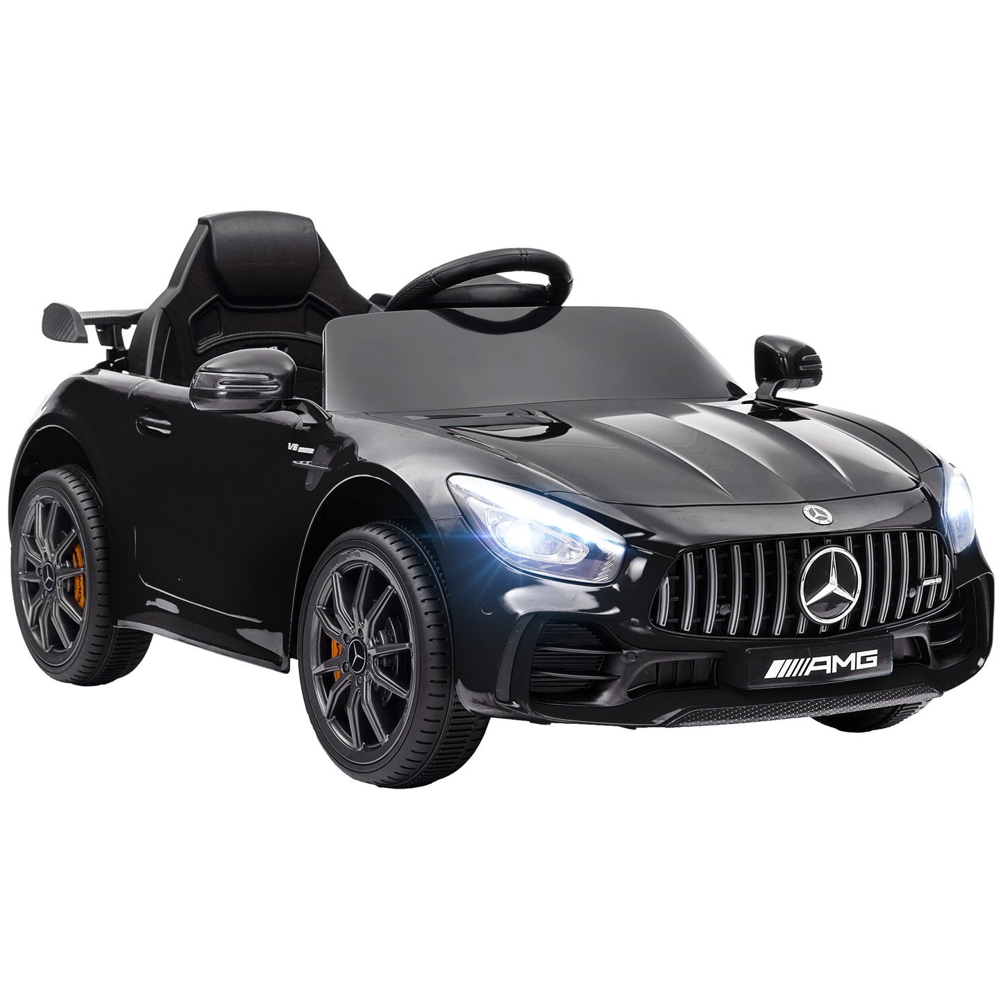 Mercedes-Benz AMG GTR Licensed 12V Kids Ride on Car, Battery Powered Kids Electric Car with Remote Control, Transport Wheels, Soft Start, Lights, Music, Horn & 3 Speeds for 3-6 Years, Black