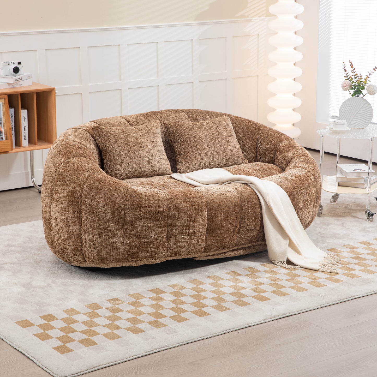 COOLMORE Bean Bag sofa Lazy Sofa Durable Comfort Lounger High Back Bean Bag Chair Couch for Adults and Kids, Indoor & Outdoor, Accent Floor Soft Lounge Chair (Coffee chenille)