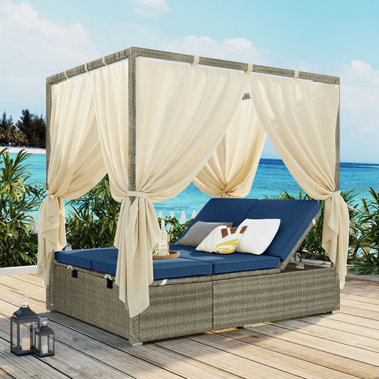 Adjustable Sun Bed With Curtain,High Comfort,With 3 Colors (old sku:WY000312AAC)