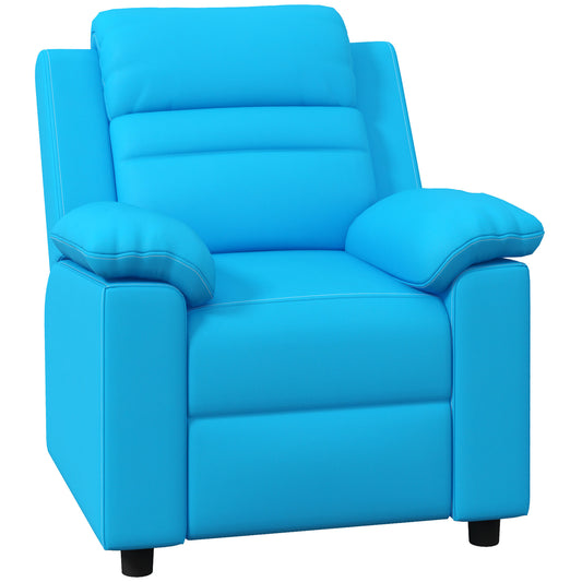 Kids Recliner Chair, Toddler Leather Sofa Lounge Chair with Armrest, Footrest, Headrest for Boys and Girls 3-9 Years Old, Blue
