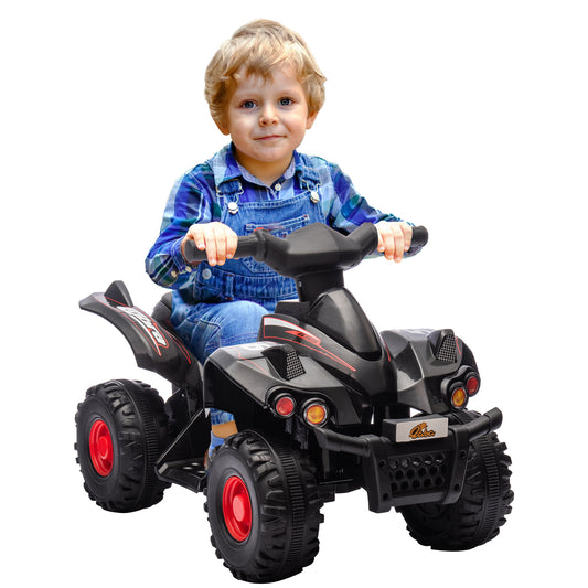Kids ATV, 6V 4 Wheeler Kids Quad Car, Battery Powered Electric Ride on Toy with Music for Boys & Girls Ages 2-6 Years, Black