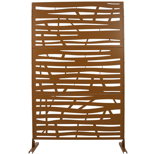 Outdoor & Indoor Privacy Screen Metal Privacy Screen 76' H×48' W, Freestanding Decorative Privacy Screen for Deck Balcony Patio, Privacy Fence Panels for Outside Lawn Garden PS109 BROWN