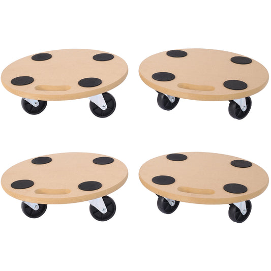 Furniture Moving Dolly, Heavy Duty Wood Rolling Mover with Wheels for Piano Couch Fridge Heavy Items, Securely Holds 500 Lbs (4pcs 15' Round Platform)
