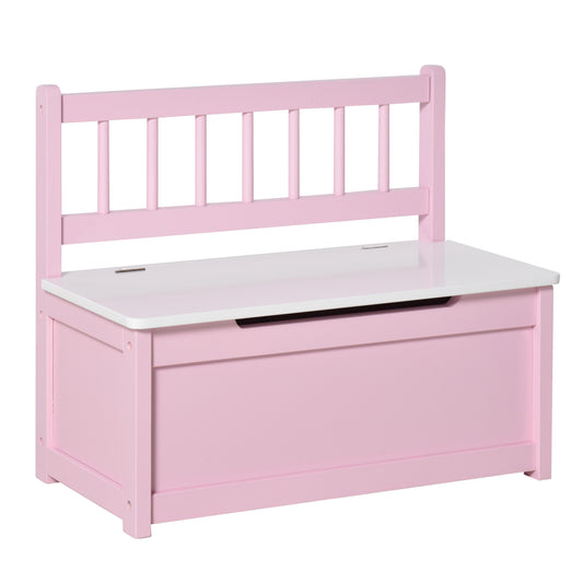 Toddler Toy Box Storage Bench with Large 27 L Interior, Kids Storage Bench Seat with Storage for Toddler Playroom Furniture, Kids Bedroom Furniture, Toy Organizer and Storage Bin Pink