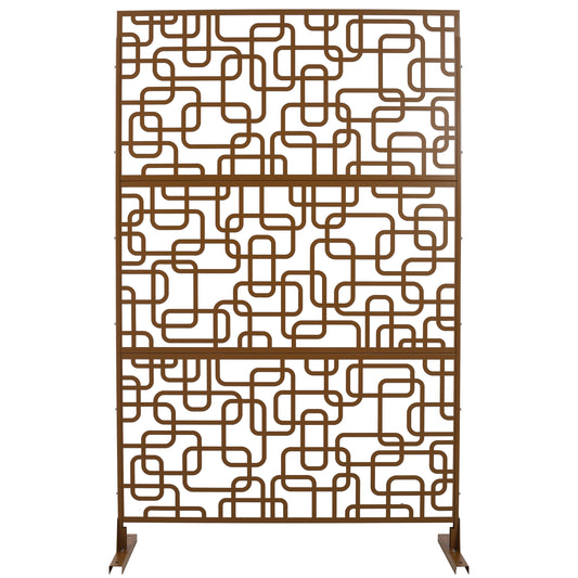 Outdoor & Indoor Privacy Screen Metal Privacy Screen 76' H×48' W, Freestanding Decorative Privacy Screen for Deck Balcony Patio, Privacy Fence Panels for Outside Lawn Garden PS114 BROWN