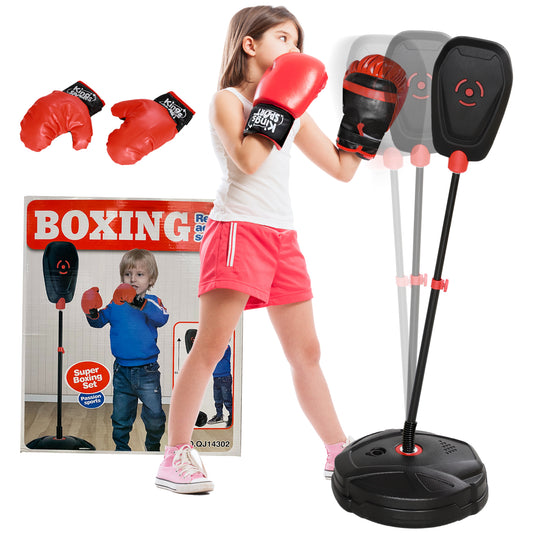 Punching Bag for Kids, Punching Bag with Stand, Boxing Gloves for 5-10 Year Old, Adjustable Kids Boxing Bag, Children Boxing Set, Sports Toy for Boys & Girls, Black