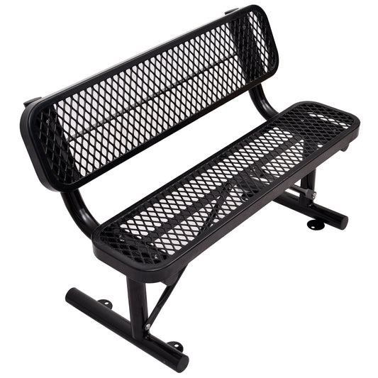4 ft. Outdoor Steel Bench with Backrest BLACK
