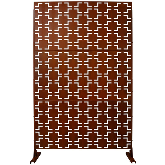 Outdoor & Indoor Privacy Screen Metal Privacy Screen 76' H×48' W, Freestanding Decorative Privacy Screen for Deck Balcony Patio, Privacy Fence Panels for Outside Lawn Garden PS105 RUSTY
