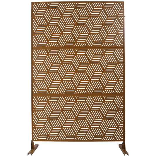 Outdoor & Indoor Privacy Screen Metal Privacy Screen 76' H×48' W, Freestanding Decorative Privacy Screen for Deck Balcony Patio, Privacy Fence Panels for Outside Lawn Garden PS116 BROWN