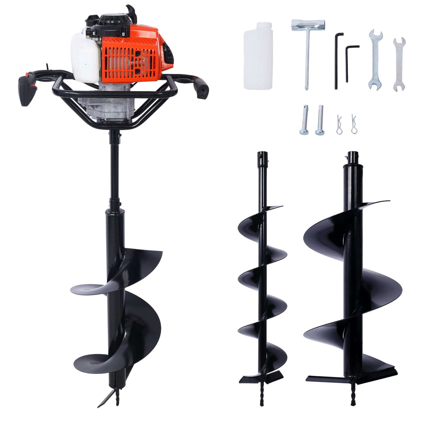 2.7HP Post Hole Digger 63cc Gas-Powered 2-Stroke Auger Digging Drill Shaft Size 3/4' ,EPA certificated with  L6'+L10'+L12' DRILL BITS
