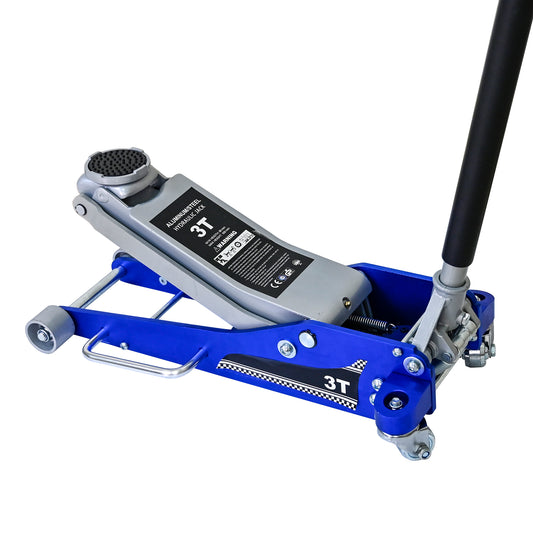 3T Aluminum Iron Horizontal Jack/Hydraulic Trolley Service/Floor Jack with Extra Saddle (Fits: SUVs and Extended Height Trucks): 3 Ton (6,600 lb) Capacity, Black