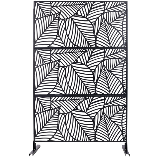 Outdoor & Indoor Privacy Screen Metal Privacy Screen 76' H×48' W, Freestanding Decorative Privacy Screen for Deck Balcony Patio, Privacy Fence Panels for Outside Lawn Garden PS111 BLACK