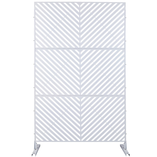 Outdoor & Indoor Privacy Screen Metal Privacy Screen 76' H×48' W, Freestanding Decorative Privacy Screen for Deck Balcony Patio, Privacy Fence Panels for Outside Lawn Garden PS113 WHITE