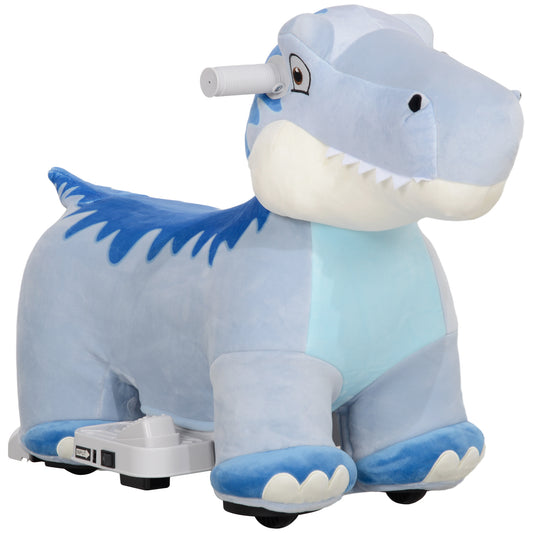 6V Kids Electric Ride on Animal, Battery Powered Tyrannosaurus Ride on Toy, with Music Forward, PU Wheels, Foot Pedal, for Girls Boys Aged 18-36 Months, Blue