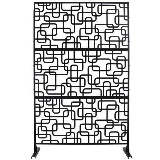 Outdoor & Indoor Privacy Screen Metal Privacy Screen 76' H×48' W, Freestanding Decorative Privacy Screen for Deck Balcony Patio, Privacy Fence Panels for Outside Lawn Garden PS114 BLACK