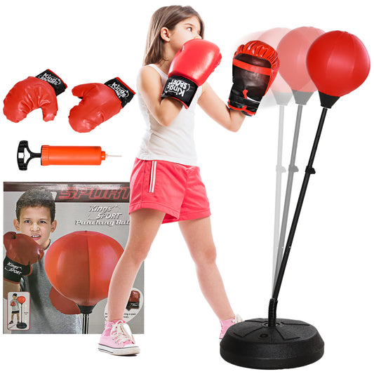 Punching Bag for Kids, Kids Punching Bag with Stand for 5-10 Year Old, Adjustable Kids Boxing Bag with Boxing Gloves, Boxing Set, Sports Toy for Boys & Girls