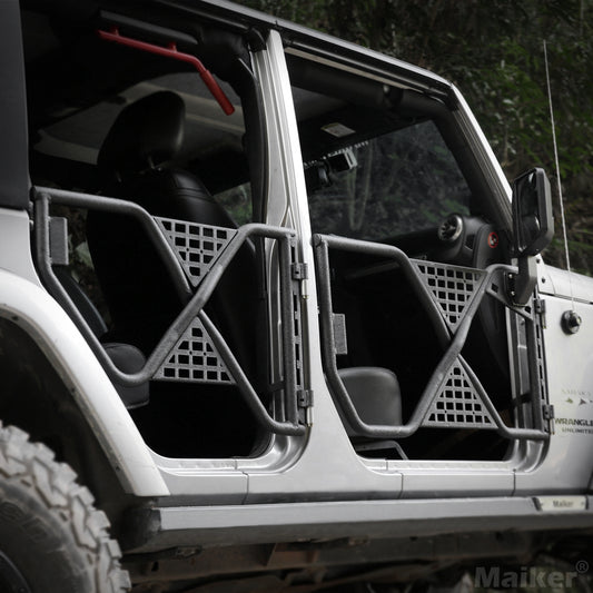 Tube Doors Tubular Half Doors with Rearview Mirror Compatible with 2007-2018 Jeep Wrangler JK JKU Unlimited 4-Doors Safari Tubular Off Road Summer Trail Adventu Competition