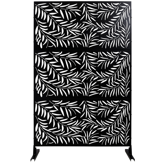 Outdoor & Indoor Privacy Screen Metal Privacy Screen 76' H×48' W, Freestanding Decorative Privacy Screen for Deck Balcony Patio, Privacy Fence Panels for Outside Lawn Garden PS119 BLACK