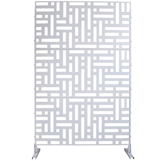 Outdoor & Indoor Privacy Screen Metal Privacy Screen 76' H×48' W, Freestanding Decorative Privacy Screen for Deck Balcony Patio, Privacy Fence Panels for Outside Lawn Garden PS103 WHITE