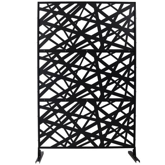 Outdoor & Indoor Privacy Screen Metal Privacy Screen 76' H×48' W, Freestanding Decorative Privacy Screen for Deck Balcony Patio, Privacy Fence Panels for Outside Lawn Garden PS117 BLACK