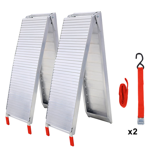Truck Ramps, 80'x12' Portable Loading Ramps for Pickup Trucks 1500 LBS Capacity Aluminum Folding Ramps with Buckle for ATVs, Snowblower, Lawn Mowers, UTVs, Bike, 2PCS, SILVER