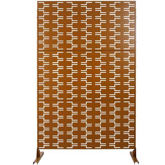 Outdoor & Indoor Privacy Screen Metal Privacy Screen 76' H×48' W, Freestanding Decorative Privacy Screen for Deck Balcony Patio, Privacy Fence Panels for Outside Lawn Garden PS112 BROWN