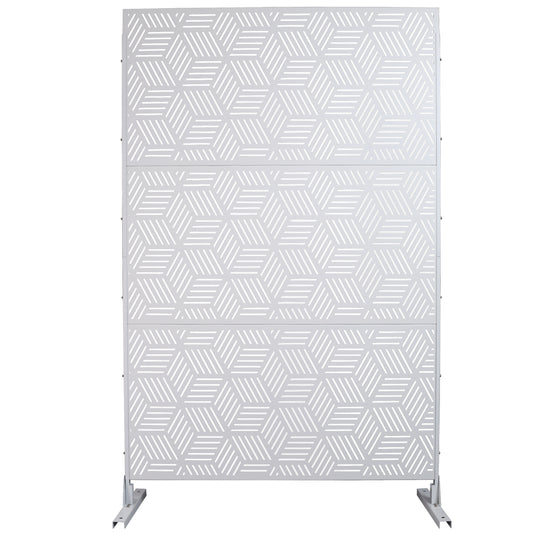 Outdoor & Indoor Privacy Screen Metal Privacy Screen 76' H×48' W, Freestanding Decorative Privacy Screen for Deck Balcony Patio, Privacy Fence Panels for Outside Lawn Garden PS116 WHITE