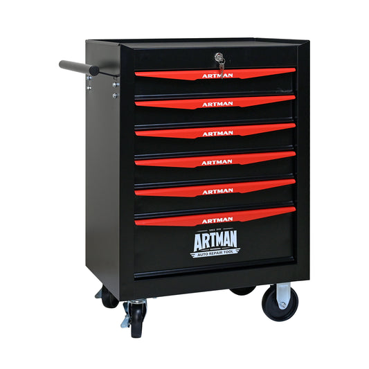 Rolling Metal Tool Chest with 6 Drawers, 20' 6-Drawer Tool Chest Cabinet with Ball Bearing Drawer Slides, Steel Tool Storage Box Organizer -BLACK&RED