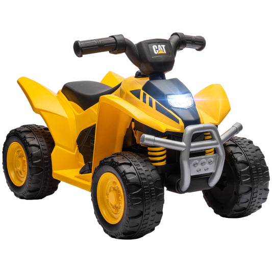 CAT Licensed Kids ATV, 6V Four-Wheeler for Kids, Electric Ride on ATV with Horn, LED Headlights, Single-Button Start for 18-36 Months, Yellow