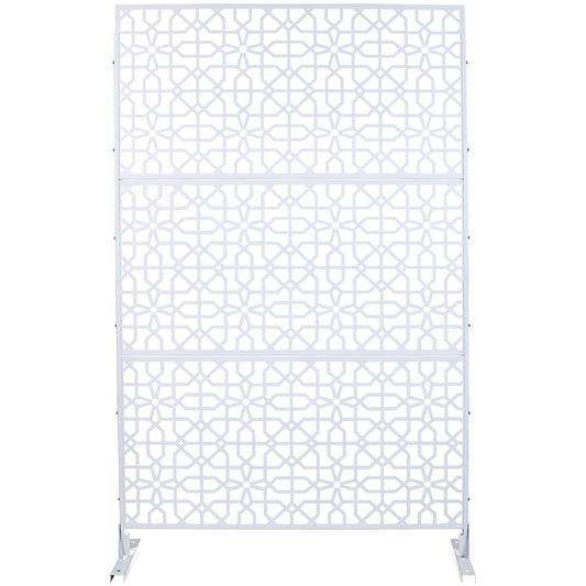 Outdoor & Indoor Privacy Screen Metal Privacy Screen 76' H×48' W, Freestanding Decorative Privacy Screen for Deck Balcony Patio, Privacy Fence Panels for Outside Lawn Garden PS106 WHITE