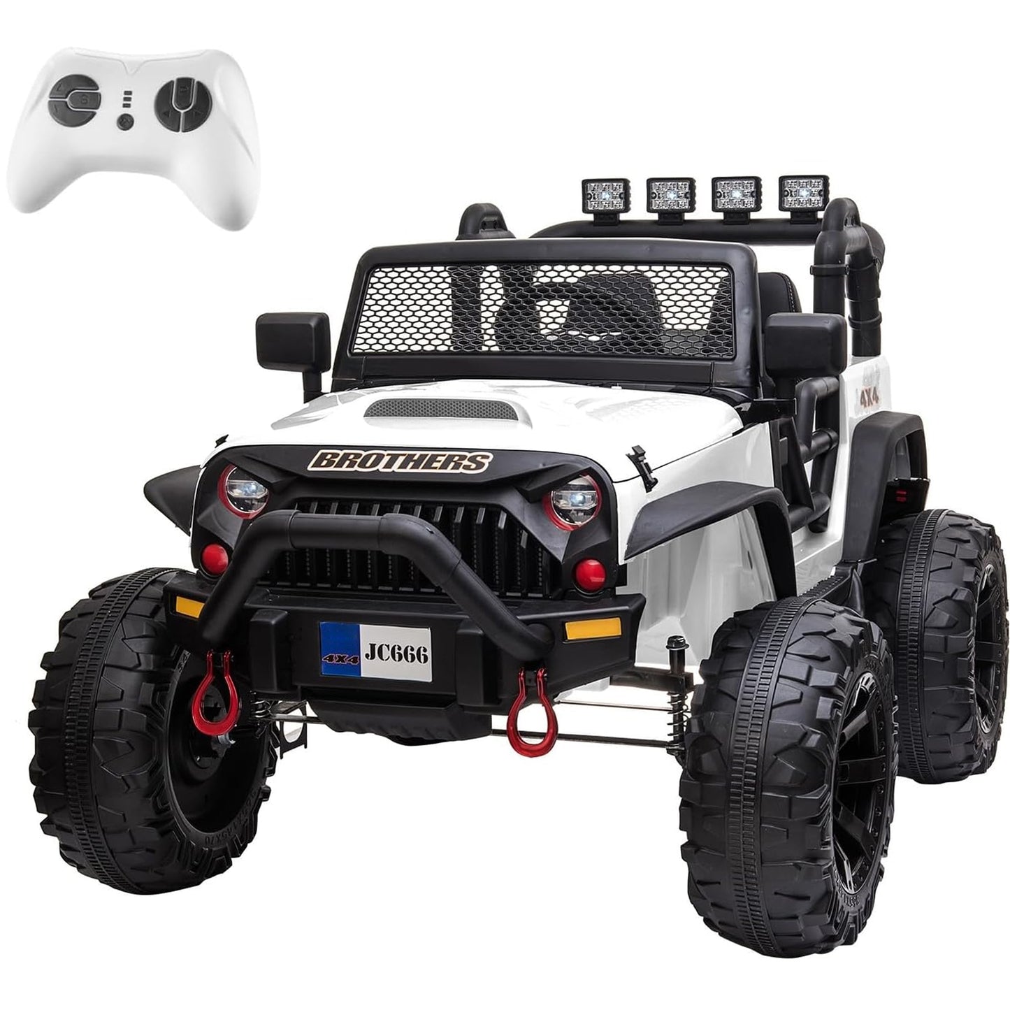 24V Ride on Car Truck with Remote Control, 2 Seater Kids Electric Car, Spring Suspension, 9Ah Battery Powered, 3 Speeds, Double Doors, Music Player