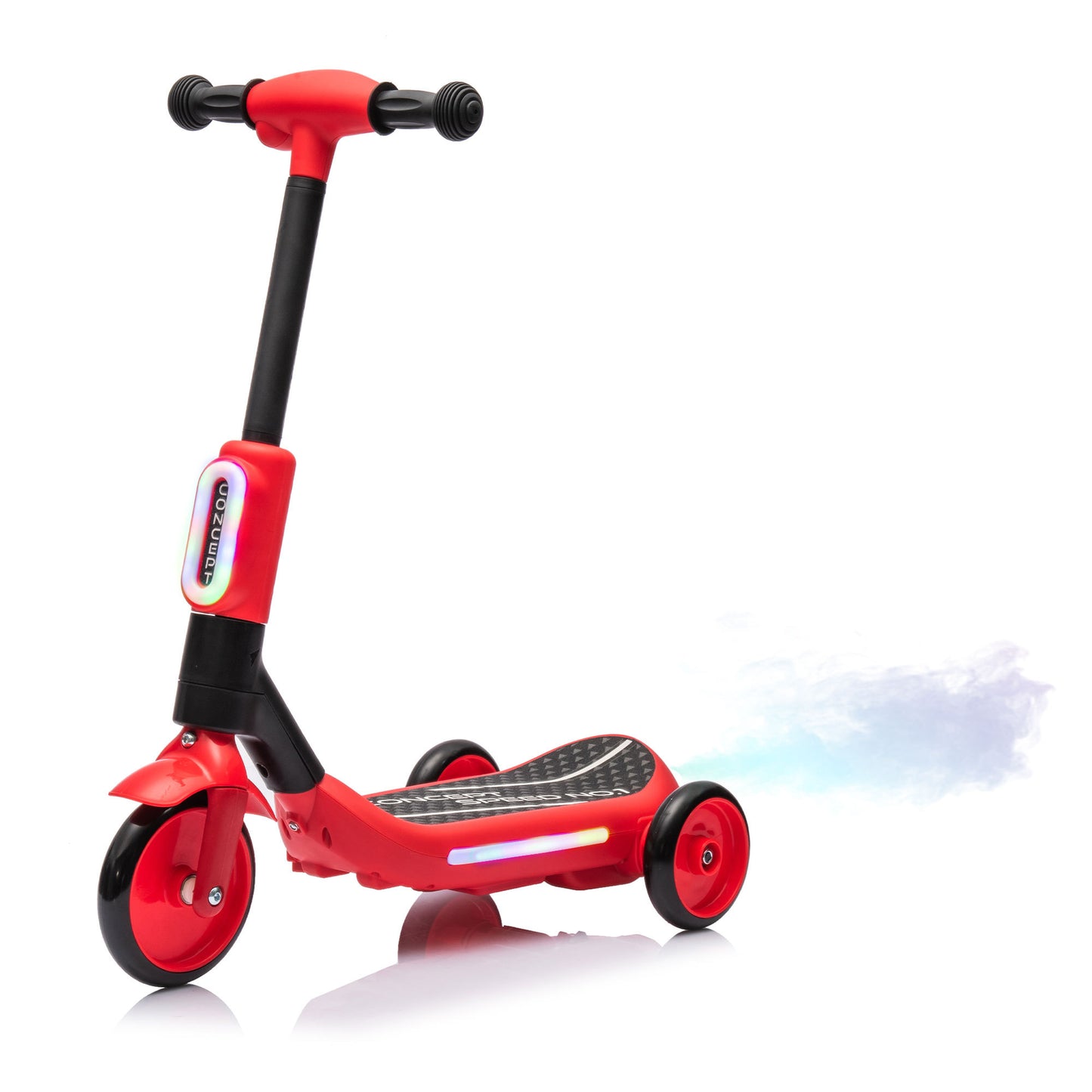 2in1 Kids Ride On Three-Wheel Electric Scooter,Tail Color Lights W/Spray,Wider Pedal,PU Wheels For Effective Floor Protection,Independent Light Switch With Music,One Button Acceleration For Kids 3+