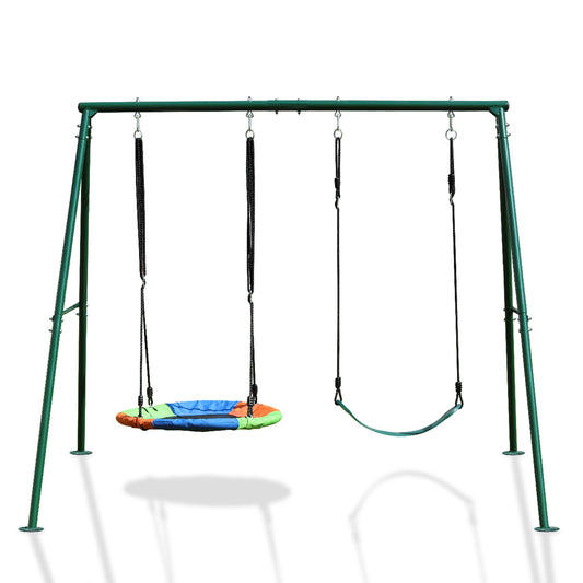 Swing Sets for Backyard 440LBS 2 Seat, Swing with Stand, Swing Set for Kids, 32' Saucer Swing and 26.2' Swing Seat
