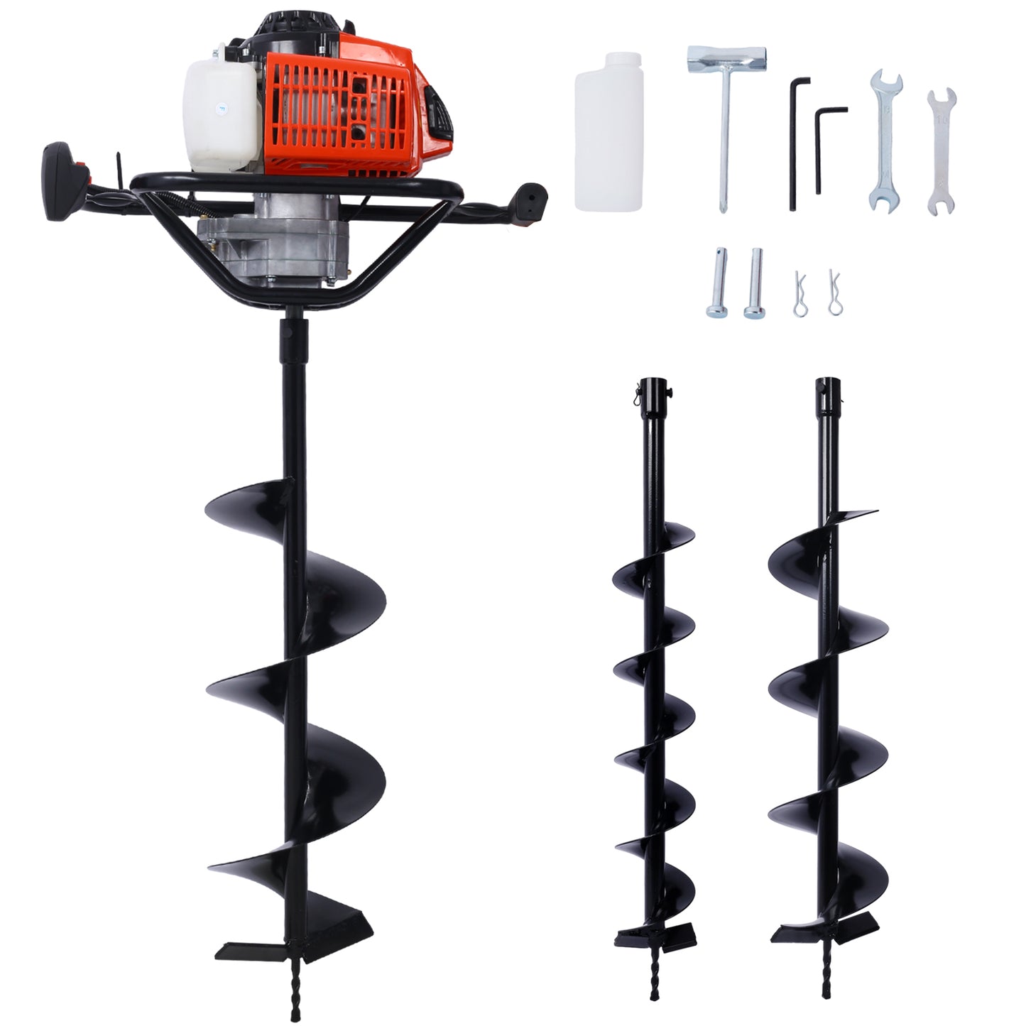 2.7HP Post Hole Digger 63cc Gas-Powered 2-Stroke Auger Digging Drill Shaft Size 3/4' ,EPA certificated  with L4'+L6'+L8' DRILL BITS