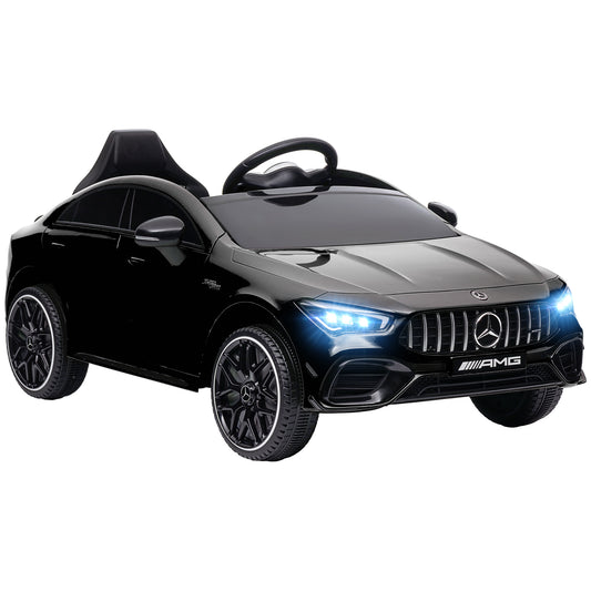 Mercedes-Benz AMG CLA 45 Licensed 12V Kids Electric Car, Battery Powered Ride on Car with Remote Control, Transport Wheels, Spring Suspension, LED Lights, Music Horn, Black