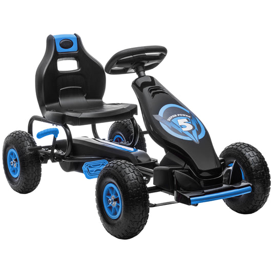 Kids Pedal Go Kart Ride-on Toy with Ergonomic Comfort, Pedal Car with Tough, Wear-Resistant Tread, Go Cart Kids Car for Boys & Girls with Suspension System, Safety Hand Brake, Ages 5-12, Blue