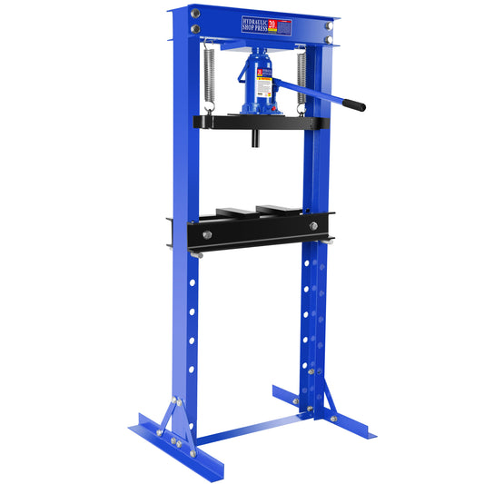 Hydraulic Shop Floor Press 20 Ton Steel H-Frame Shop Press with Steel Plates Adjustable Working Table, Floor Stand Jack for Gears and Bearings