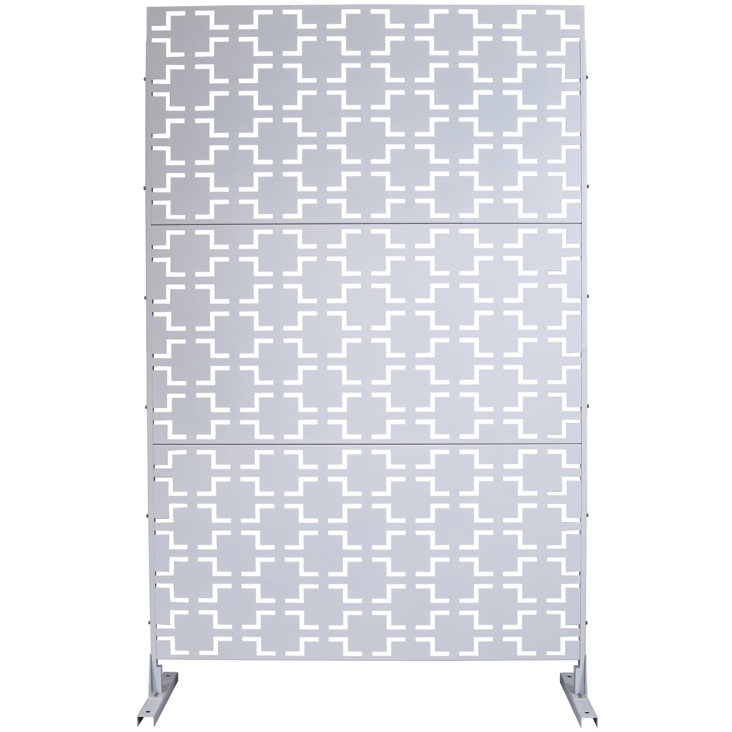Outdoor & Indoor Privacy Screen Metal Privacy Screen 76' H×48' W, Freestanding Decorative Privacy Screen for Deck Balcony Patio, Privacy Fence Panels for Outside Lawn Garden PS105 WHITE