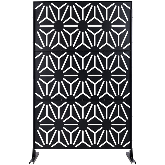 Outdoor & Indoor Privacy Screen Metal Privacy Screen 76' H×48' W, Freestanding Decorative Privacy Screen for Deck Balcony Patio, Privacy Fence Panels for Outside Lawn Garden PS118 BLACK