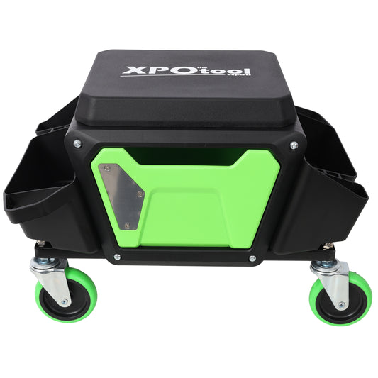 Heavy Duty Mechanic Stool with 330lbs Load Capability, Garage Stool with Wheels, Rolling Creeper with Soft Rubber Cushion Seating for Auto Repair and DIY Home Car Beauty, Green And Black Color