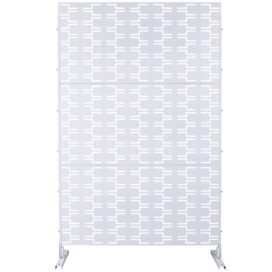 Outdoor & Indoor Privacy Screen Metal Privacy Screen 76' H×48' W, Freestanding Decorative Privacy Screen for Deck Balcony Patio, Privacy Fence Panels for Outside Lawn Garden PS112 WHITE