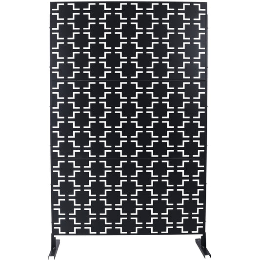 Outdoor & Indoor Privacy Screen Metal Privacy Screen 76' H×48' W, Freestanding Decorative Privacy Screen for Deck Balcony Patio, Privacy Fence Panels for Outside Lawn Garden PS105 BLACK
