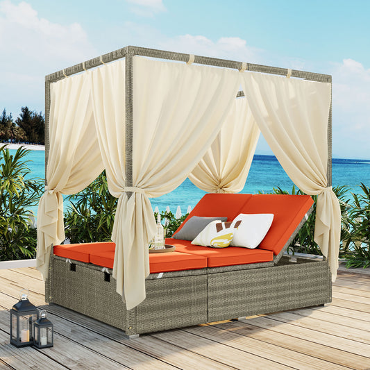 Adjustable Sun Bed With Curtain,High Comfort,With 3 Colors (old sku:WY000312AAO)