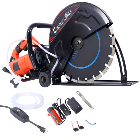 Electric 14' Cut Off Saw Wet/Dry Concrete Saw Cutter Guide Roller with Water Line Attachment