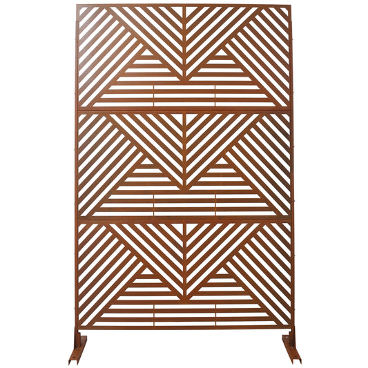 Outdoor & Indoor Privacy Screen Metal Privacy Screen 76' H×48' W, Freestanding Decorative Privacy Screen for Deck Balcony Patio, Privacy Fence Panels for Outside Lawn Garden PS101 RUSTY